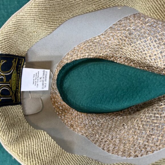 Dorfman Pacific Co Natural Fiber Straw Fedora Sun Hat w/Green Band - Picture 5 of 12